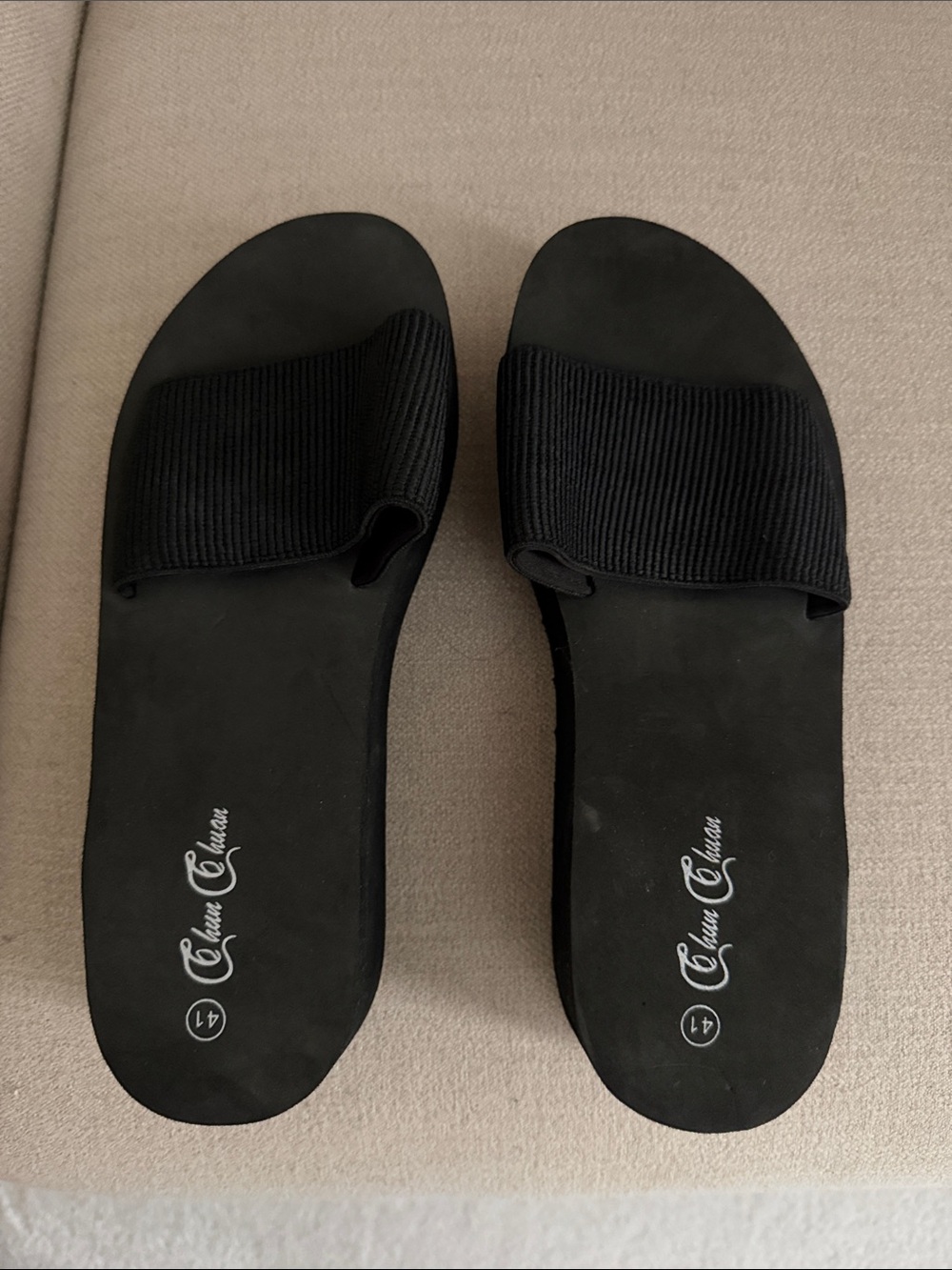 Black Slide Sandals - Women